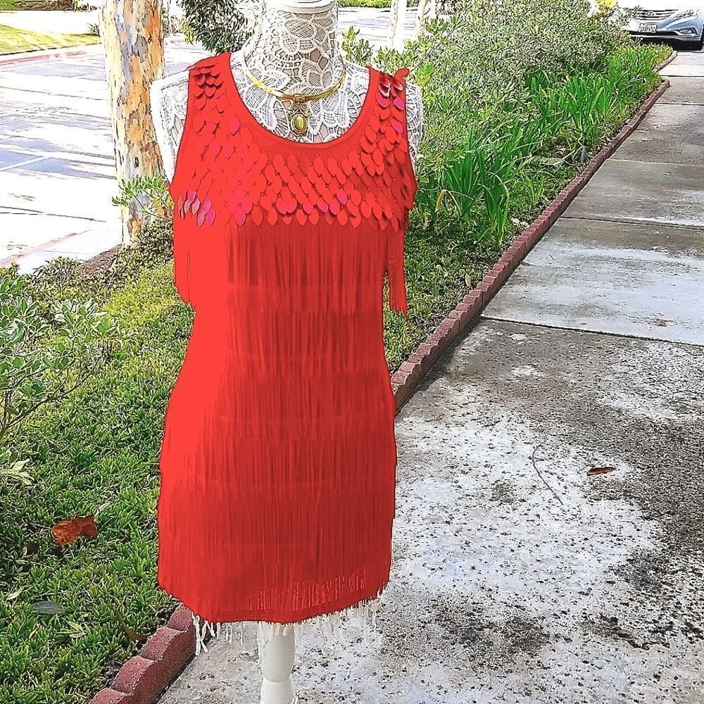 Anna Kaci  Retro 20's‎ Fringe And Sequin  Flapper Gatsby Dress Size Sm
